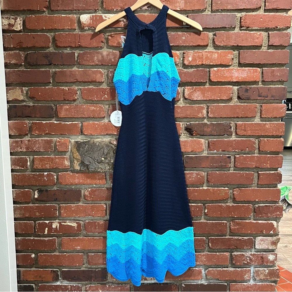 Staud women's Marwa Dress size XS crochet knit midi resortwear beach NWT - Picture 2 of 15